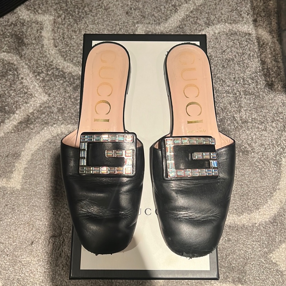 Madelyn Leather Gucci Slides